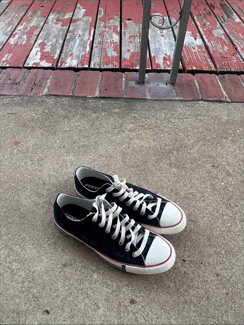 Converse Black and White Low-Top Canvas Sneakers with Red Trim Chuck Taylor